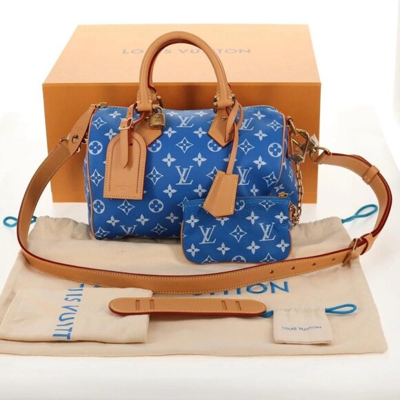 LOUIS VUITTON Monogram Speedy P9 Bandouliere 25 Bag Blue M24424 LV Auth 139046SM - Picture 2 of 15